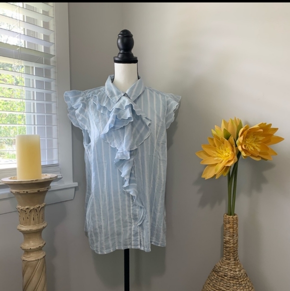 Lane Bryant Tops - COPY - Price FIRM ♥️Lane Bryant ruffle striped top